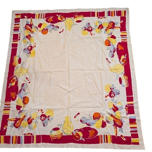Vintage 1950s Wilendur Large‎ Tutti Frutti Tablecloth - Picture 3 of 7